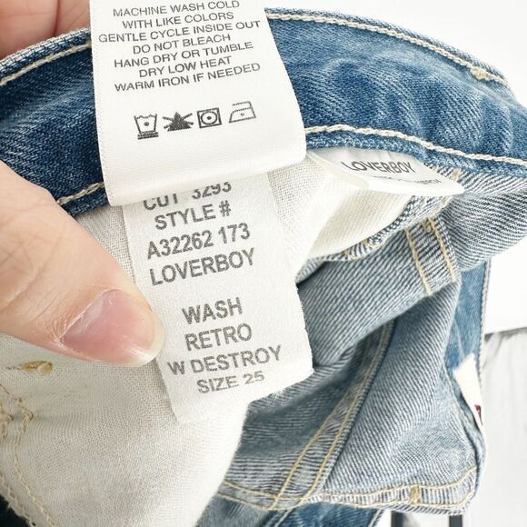 AMO Destroyed Loverboy Jeans Cropped Straight Distressed Retro Wash Women's 25 - Picture 11 of 12